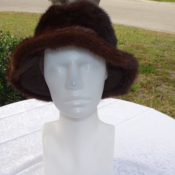 Dark Brown Brimmed Mink Hat Small main image 7